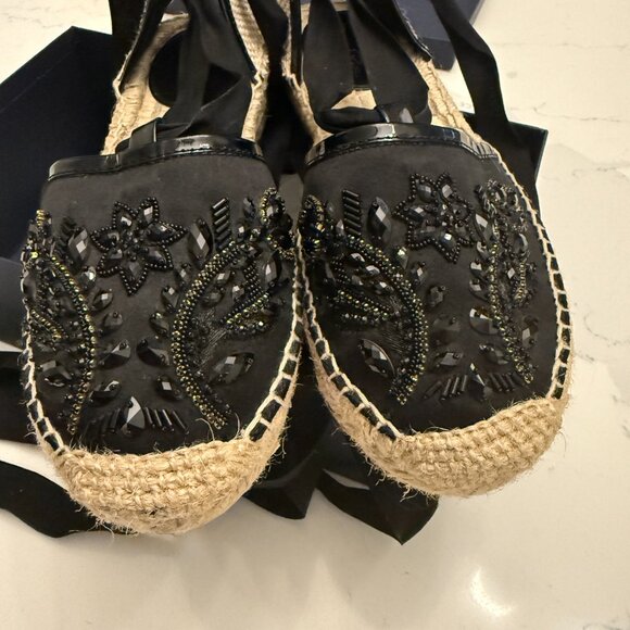 earringsnecklacejanB-3720.jpg?  Oscar de la Renta Black Beaded Espadrille Size 38
